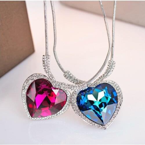 New sector Ocean Heart Wedding Jewe Crystals from Swarovskis Choker clothes Necklaces For Women Christmas Party