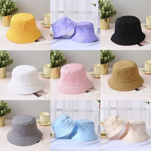 New Unisex Cotton Bucket Hats Women Summer Sunscreen Panama Hat Men Pure Color Sunbonnet Fedoras Outdoor Fisherman Hat Beach Cap
