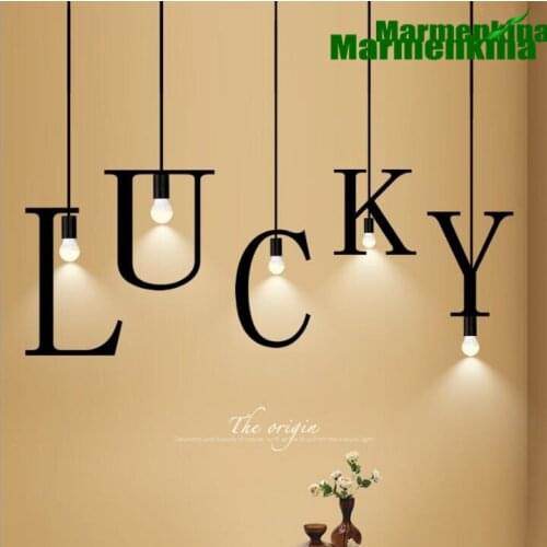 Iron English alphabet pendant lamp front desk restaurant salon cafe bar billiards bar office DIY chandelier