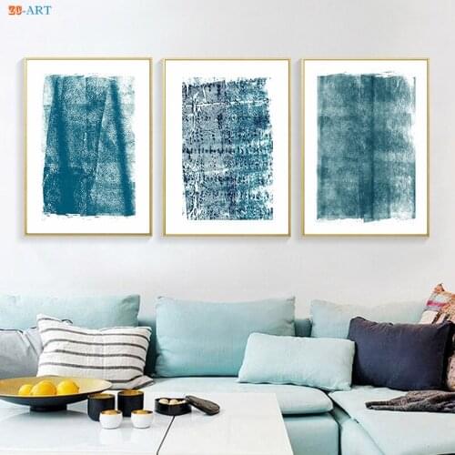 Blue Wall Art Abstract Painting Modern Canvas Painting Posters and Prints Scandinavian Art Wall Pictures for Living Room Decor