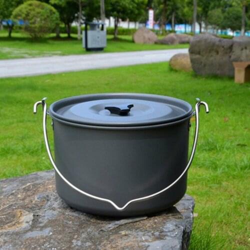 Outdoor Tableware Big Capacity Aluminum Alloy Camping Picnic Hanging Cookware Tableware Pot Cooking Picnic For Campfire Pot