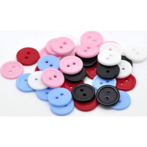 200 PCs Resin Sewing Buttons For Crafts Scrapbooking 2 Holes Round Mixed Color Clothes Button DIY Kid Apparel Supplies 15mm Dia