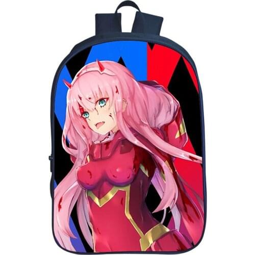 Zero Two Anime Backpack Boy School Bag Teenager Backpacks Darling In The Franxx College Style Travel Double-layer Backpack