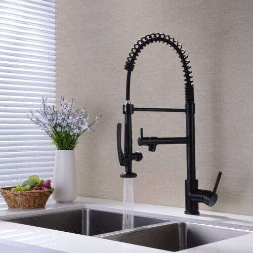 Heavy Duty Commercial Kitchen Sink Faucet Single Handle Pre-Rinse Spring Sprayer Kitchen Faucets, High Arc Pull Down faucet