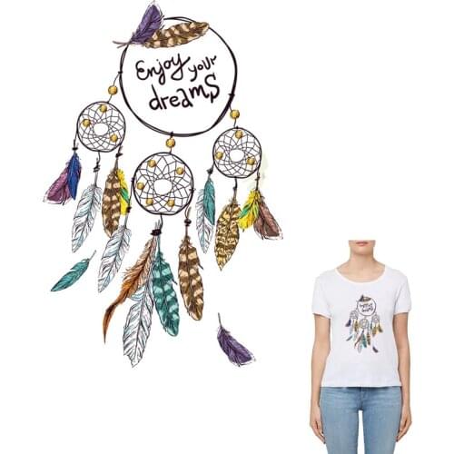COSBILL Iron On Patches Dream Feather Heat Transfer T-shirt Hoodie Jacket Women Clothes Sticker A-level Washable Applique Y-126