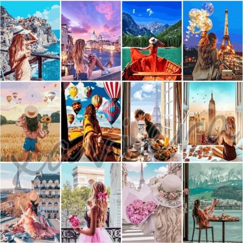 Xaviera City Landscape Diamond Painting 5D Full Drill Romantic Couple Girl Boy Rhinestone Embroidery Diy Mosaic Cross Stitch Kit