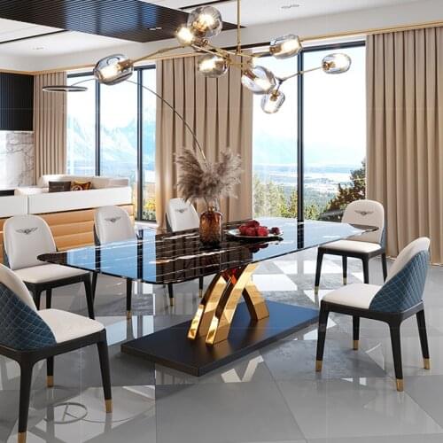 Bright rock plate dining table and chair combination household rectangular new dining table