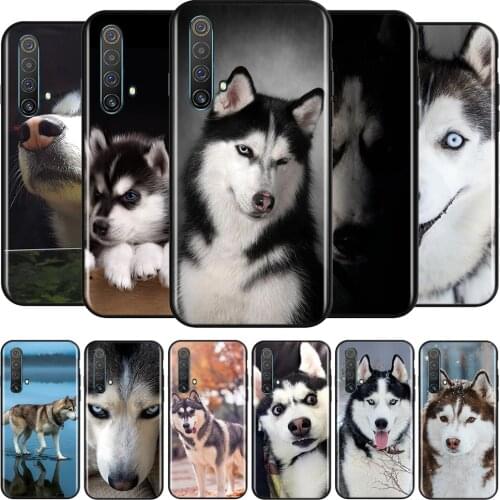 Animal Cute Husky Dog Silicone Cover For Realme V15 X50 X7 X3 Superzoom Q2 C11 C3 7i 6i 6s 6 Global Pro 5G Phone Case