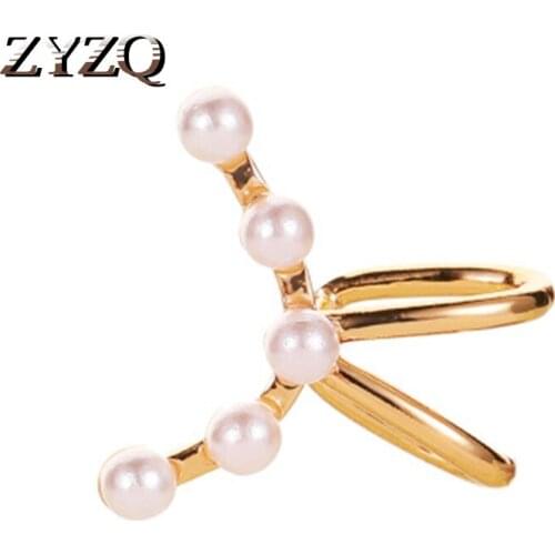 ZYZQ X Shaped Ear Clip For Women With Cute Tiny Simulated Pearl Simple Korean Stylish Accessories Ear Clip Wholesale Lots&Bulk