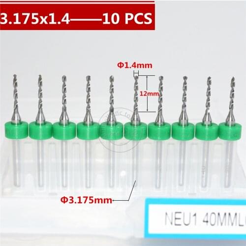 10PCS-3.175mm*1.4mm,CNC Computer machine tool,Print Circuit Board drill,woodworking router bit, Carbide Micro Drilling Bits