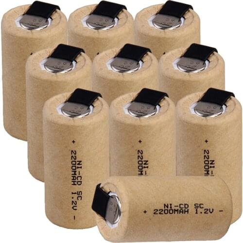 10 pcs SC battery 1.2v 2200mah nicd SUBC batteries for power tools for electric screwdrivers for drills for emergency lights