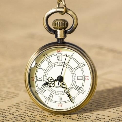 100pcs/lot Bronze Quartz Pocket Watch Top Quality Men Women Vintage Flip Roman Dial Pocket Watch Necklace