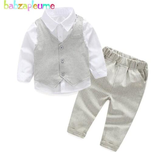 Babzapleume 3-24Months/3PCS/spring autumn infant boys clothing sets gentleman baby suits vest+shirt+pants newborn clothes BC1583