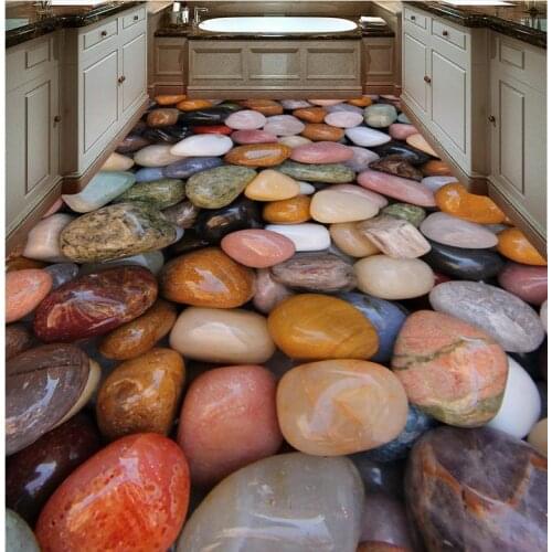 3D Floor PVC Wall Paper Self-adhesive Floor Mural Colored Stone Floor Painting Custom Photo Floor 3D Wallpaper Modern Art