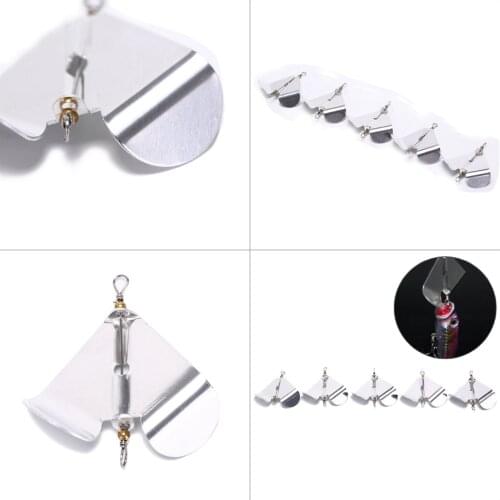 5Pcs New Rotating Blade Fiy Fishing Hard Metal Spinner Bait Spoon Fishing Wobblers Tackle Fishing Sequins Lures 4cm Random Color