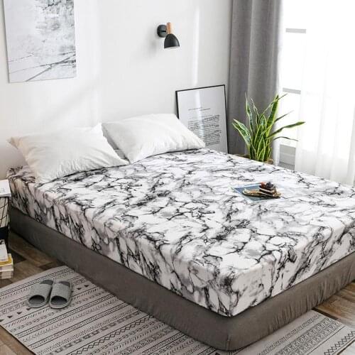 50Modern Minimalist Northern European-Style Fitted Bed Sheet Marbling Comfortable Textile Waterproof Mattress Protector