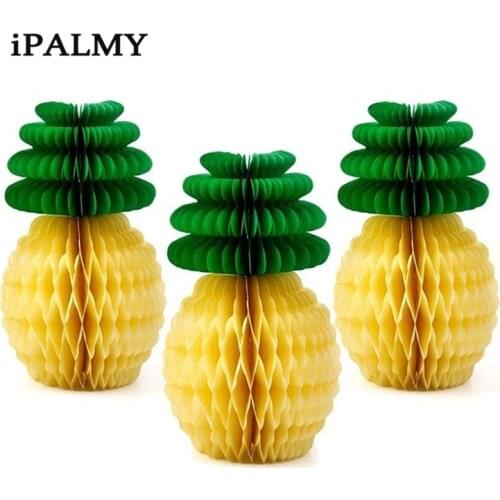 8inch(20cm) Tissue Paper Pineapple Honeycomb Ball Decorations Baby Shower Favor Hawaiian Party Theme Decorations 50pcs/lot