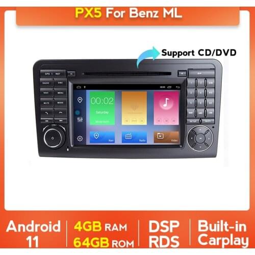 PX5 Android11 Carplay Auto Car Radio Stereo For Mercedes ML W164 X164 ML350 ML300 GL500 ML320 ML280 GL350 Navigation GPS WIFI BT