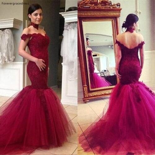 Maroon Burgundy Off The Shoulder Prom Dress Mermaid Long Special Occasion Dress Formal Evening Party Gown