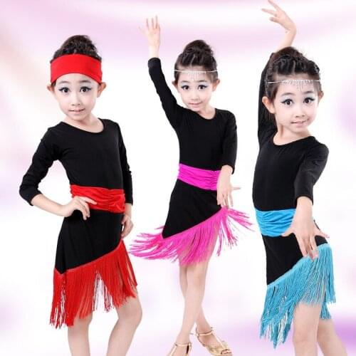 Children Dancing Costume Girl Latin Dress Sequin Fringe Cocktail Latin Salsa Dresses Tassel Ballet ChildDancing Dress 16