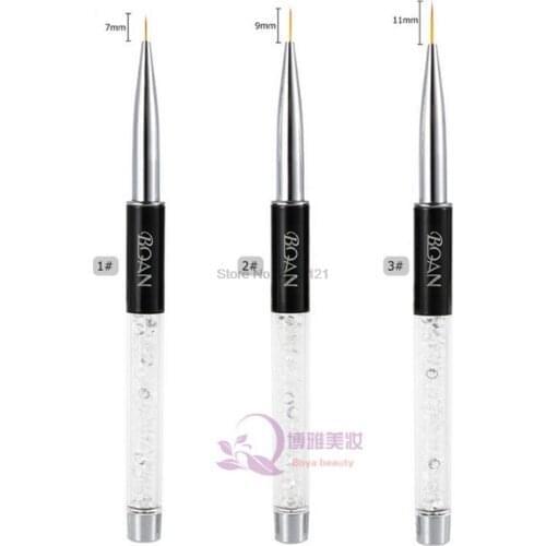 By dhl or ems 100pcs Liner Drawing Brush Pen7mm 9mm 11mm Crystal Acrylic Nail Art Brushes UV Gel Painting Line Brush