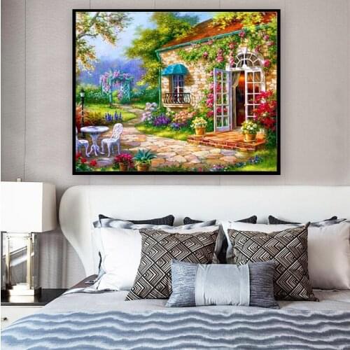 Diy 5d diamond painting full round diamond cross stitch kit crystal square forest villa diamond sets diamond embroidery FG1113