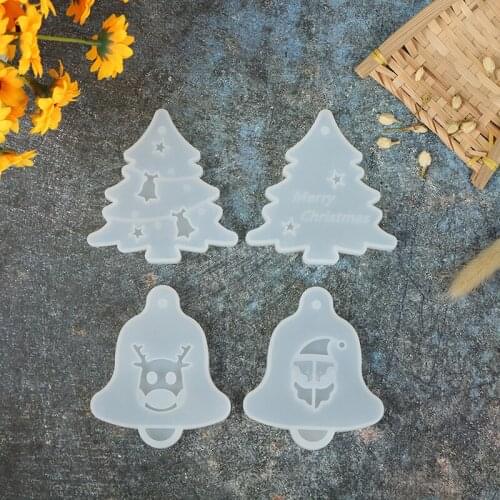 Christmas Tree Bell Elk Pendant Casting Silicone Mould Crystal Epoxy Resin Mold DIY Crafts Aromatherapy Wax Aroma Gypsum Plaster