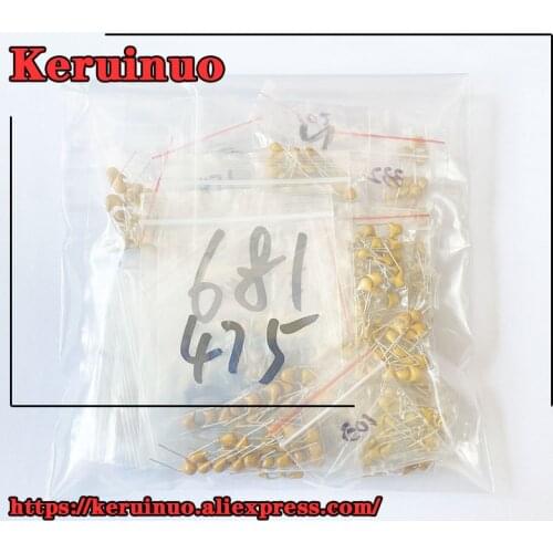 100PCS Monolithic Capacitor kit NF 50V Assorted 5.08MM PF serie150PF(151) 200PF(201) 220PF(221) 330PF(331) 470PF(471) 680PF(681)