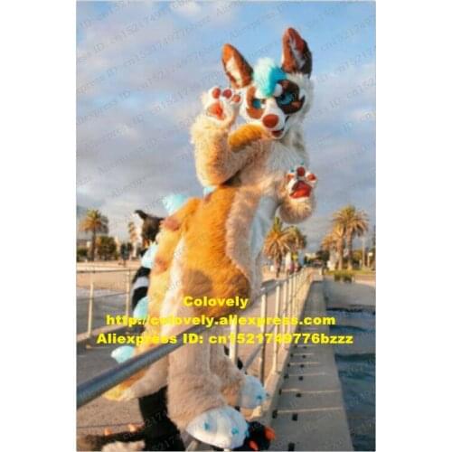 Colorful Long Fur Furry Wolf Husky Dog Fox Fursuit Mascot Costume Adult Cartoon Character Opening Reception Grad Night zz7595