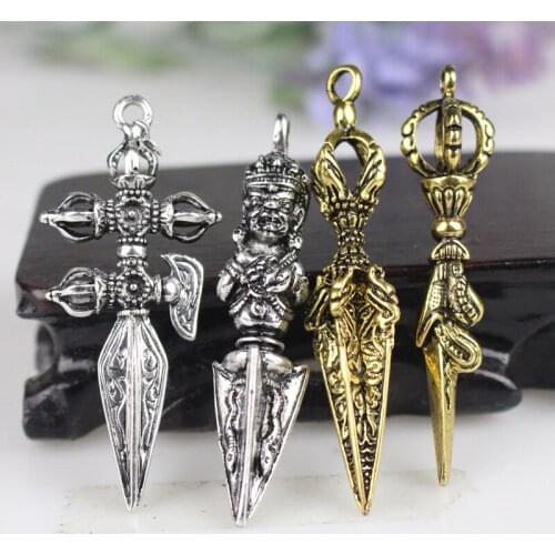 Handcraft Tibetan Silver Pendant Religious Alloy Jewelry Accessory Buddhism Ornament Findings Necklace Charm DIY Jewelry Making