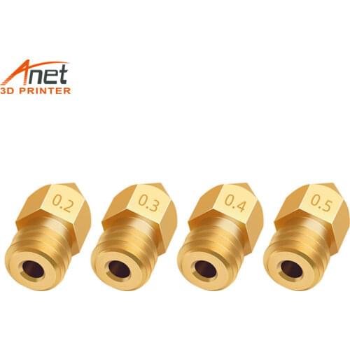 10PCS Anet MK8 0.2mm 0.4mm 0.5mm 0.6mm Complete Brass Extruder Head Nozzle For 3D Printer Parts Accessories