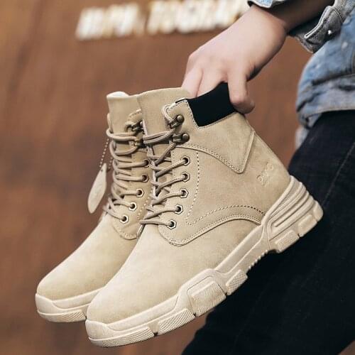 New Martin Boots Mens High-top Trend All-match Black Short Boots Mens Mid-top British Style Boots Fashion All-match Mens Boots