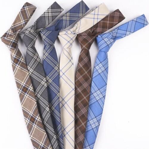 New Casual Plaid Ties For Men Narrow Cotton Necktie for Wedding Colorful Mens Neck Ties Business Tie Adult Cravat 6cm Neckwear