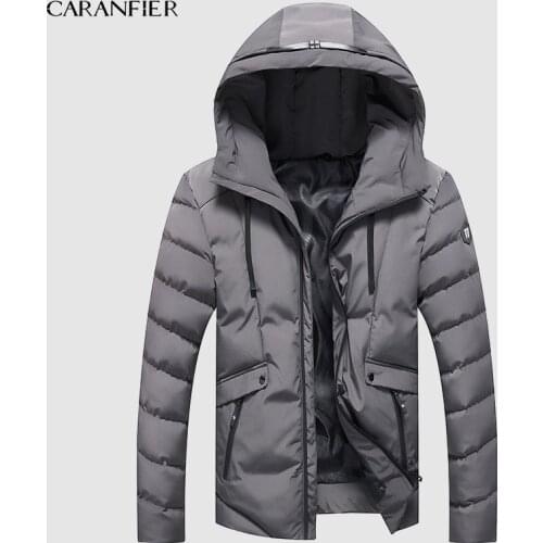 CARANFIER Parka Mens Fashion Men Winter Jacket Coat Hooded Warm Mens Winter Coat Casual Slim Fit Male Overcoat Drop Shipping