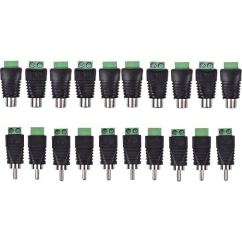 20-Pack Phono RCA Male and Female Plug to AV Screw Terminal Audio/Video Connector Adapter (10 Male & 10 Female)