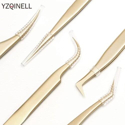 Professional Eyelash Tweezers Set 100% Closed Hand anti-slip design Stainless Steel Non-magnetic Pincet Accurate Tweezers Set