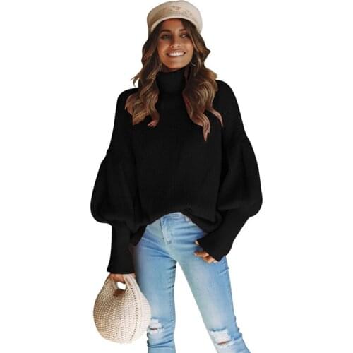 2020 European and American Autumn and Winter Pure Color Turtleneck Long Sleeve Pullover Womens Sweater Fashion