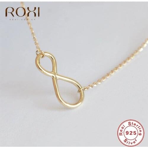 ROXI Personalized Infinity Pendant Necklaces for Women Choker Lucky Number Eight Long Chain Necklace 925 Sterling Silver Jewelry