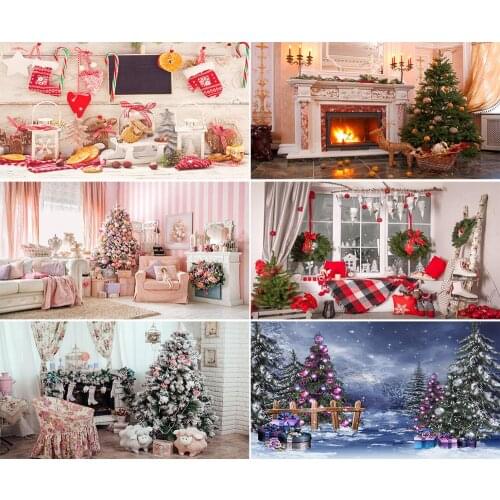 Lyavshi Christmas Rustic wood photography backdrop Christmas tree fireplace photo studio gifts newborn portrait photo background