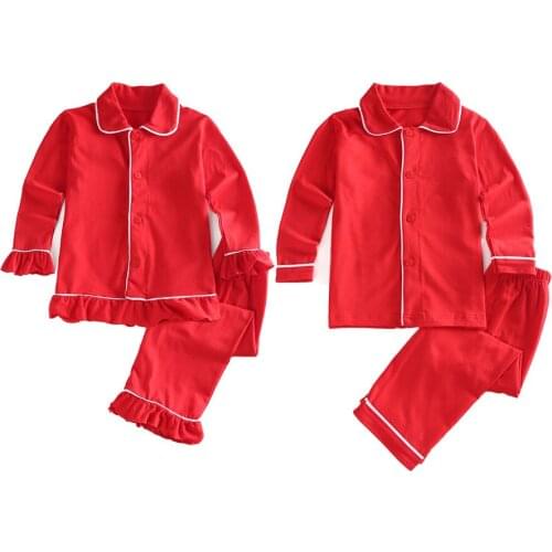 RTS Xmas Pajamas Set Long Sleeve Top Long Pants Kids Boy And Girl Christmas Outfits Sleepwear