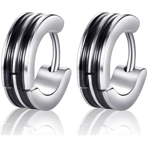2020 new Titanium Stainless Steel Groove earring studs For Men and women Black Wedding party Bands studs Male Jewelry Wholesale
