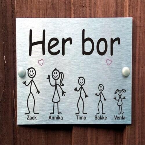 Her Bor) Norwegian House Plaque Personalised Stick Family Name Or Number Door Sign