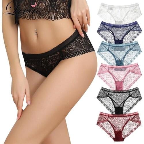LEVAO Sexy Lace Panties Soft Breathable Briefs Women Underwear Ladies Panty Transparent Low-Rise Underpants Lingerie Intimates