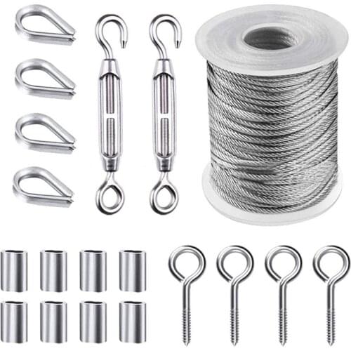 Big deal 19Pcs Garden Wire Rope Turnbuckle Wire Tensioner Strainer Wire Eye Straps Wire Cable Kit Wire Fence Roll Kit