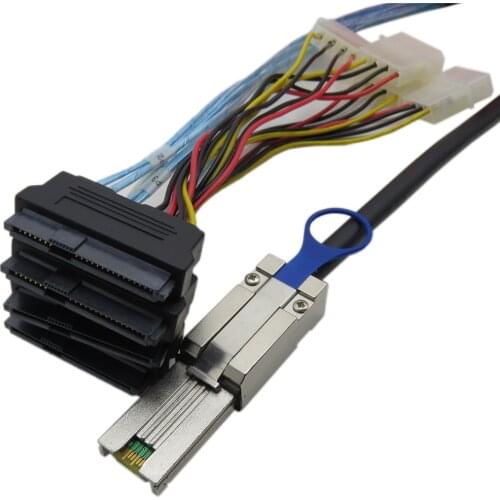 1M 0.5M SFF-8088 To SFF-8482 SAS SATA Cable Mini SAS 26Pin SFF 8088 to 4 SFF 8482 SAS 29Pin SAS Cable With Big 4Pin Power Cable