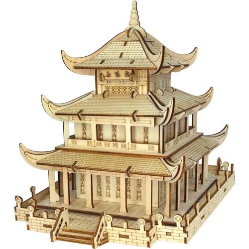 High-Precision Laser Cutting Puzzle 3D Wooden Chinese Style Theme Model Puzzles Game Toys - Yueyang Tower