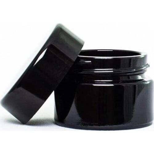 UV Protection Full Black 5ml Glass Cream Jars Bottle Wax Dab Dry Herb Concentrate Container#411