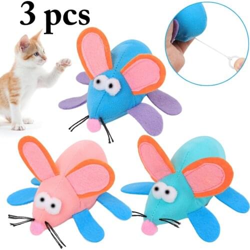 3PCS Clockwork Mouse Toy Cat Mice Toys Bite-Resistant Plush Cat Interactive Toy Cat Chew Toy Pet Supplies