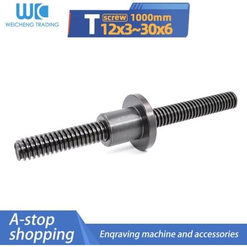1/2PC 1m 1000mm anti-thread 45 steel T-shaped screw diameter 12 14 16 18 20 24 25 28 30+hexagon nut cnc machine