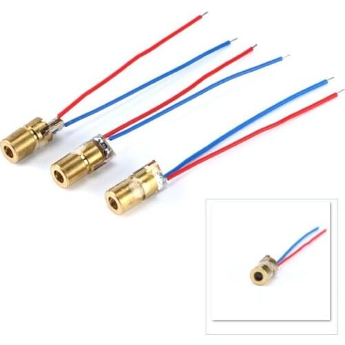 100pcs 650nm 6mm 3V 5mW Laser Dot Diode Module Red Copper Head
